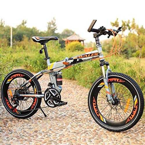 Folding Bike : HWZXC Children's Foldable Bikes, Student Folding Bicycles Lightweight Mountain Bike Shock Absorber 21 Speed Foldable Bikes