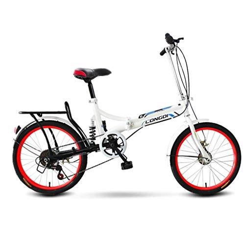 Folding Bike : HXFAFA Foldable bicycle for men and women, folding bike, 20 inches, small, portable, ultralight shock absorber for children, 150 x 65 x 95 cm, red.