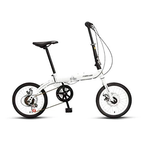 Folding Bike : HXFAFA Folding bike for men and women, folding bike for adults, small, with variable speed, 10 inches (50.8 cm), 125 x 55 x 86 cm, white.