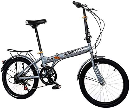 Folding Bike : HYLK 20 Inch Adult Bicycle Adult Folding Speed Bicycle Student Mountain Bikepark Travel Bicycle Outdoor Leisure Bicycle (Grey)