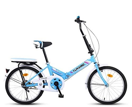 Folding Bike : HYLK 20-Inch Folding Bicycle Small Wheel Commuter, Ladies Adult Student Bike Bicycle Lightweight Aluminum Frame Shock Absorber Bike (Blue)