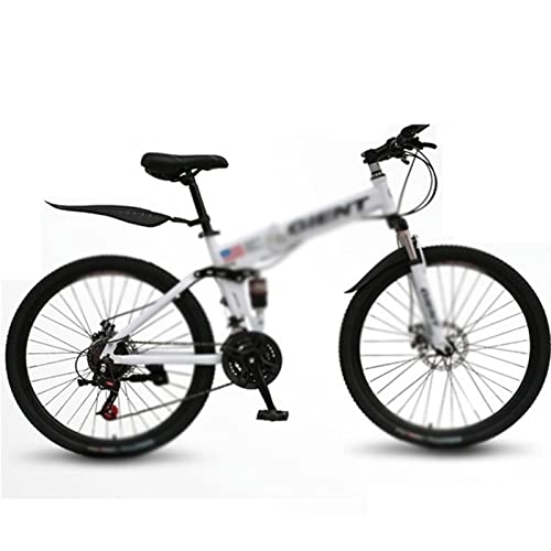 Folding Bike : IEASEddzxc Electric Bicycle Mountain Folding Bike Bicycle 21 Speed 26 Inch Double Shock Absorption Shifting One Wheel Adult Men and Women (Color : White, Size : 26 inch)