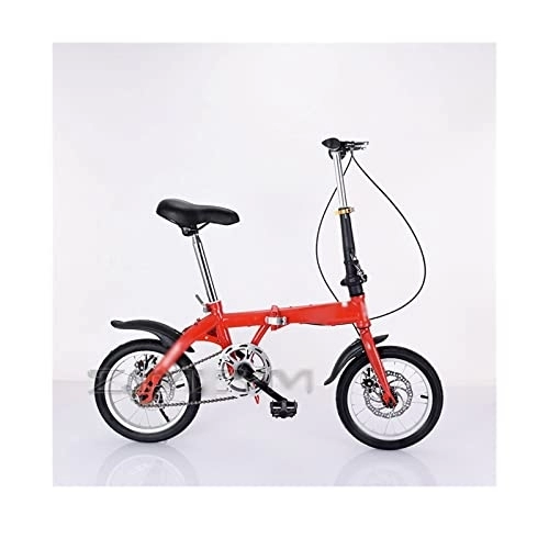 Folding Bike : IEASEzxc Bicycle Folding Bicycle 14" for Women Portable Bike Outdoor Subway Transit Vehicles Foldable Bicicleta (Color : Red)