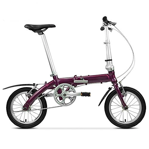 Folding Bike : Implicitw Folding bicycle 14-inch ultra-light aluminum alloy portable bicycle on behalf of driving-purple