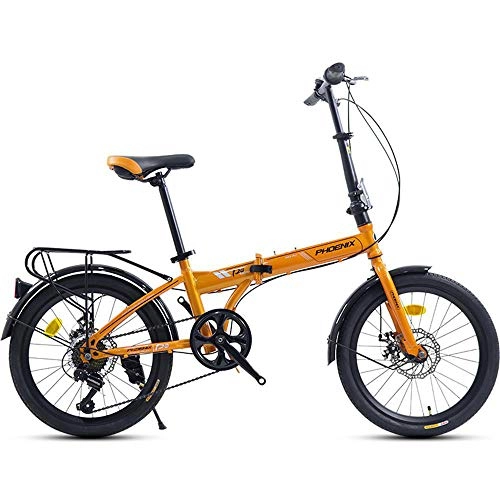 Folding Bike : Implicitw Folding bike ultra light portable 7-speed small wheel type off-road 20 inch adult-Orange