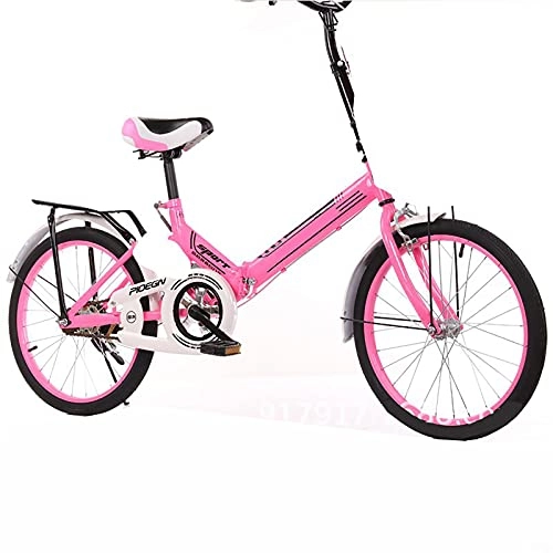 Folding Bike : Installation-Free Folding Bicycle, 20-Inch Adult Bicycle, Ultra-Light Portable Mini Car, Child Student Car 16-Inch, Pink, 16 inches