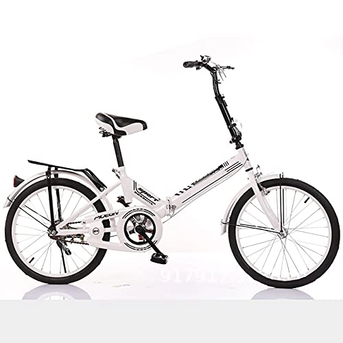 Folding Bike : Installation-Free Folding Bicycle, 20-Inch Adult Bicycle, Ultra-Light Portable Mini Car, Child Student Car 16-Inch, White, 16 inches