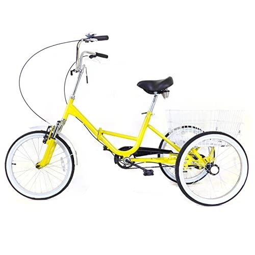 Folding Bike : InSyoForeverEC 20" Adult Tricycle Foldable Single Speed 3 Wheel Adjustable Height Bike Adult Folding Trike with Basket City Bicycle For Senior Citizen Outdoor Sports Shopping