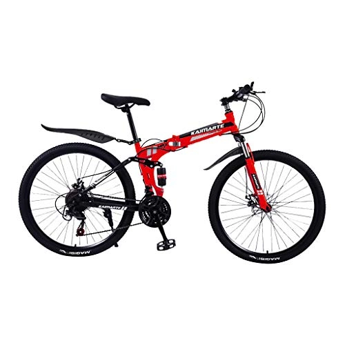 Folding Bike : Isshop 24 Inch Folding Bike Adult Student Portable Lightweight Mini Bicycle (Red)