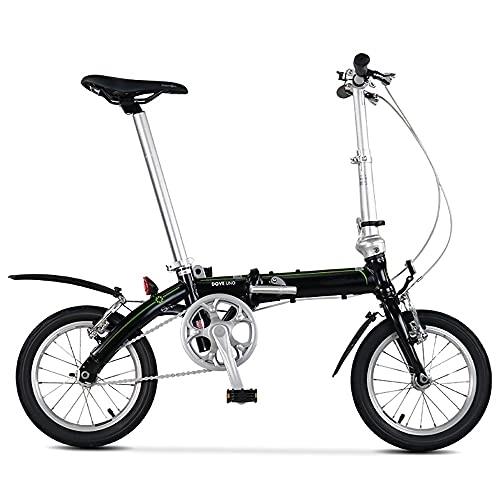 Folding Bike : ITOSUI 14 Inch Lightweight Alloy Folding City Bike Bicycle, Mini Portable Student Comfort, Double V-brake, Lightweight Commuting Bike ​for Men and Wome Casual Bicycle Damping Bicycle