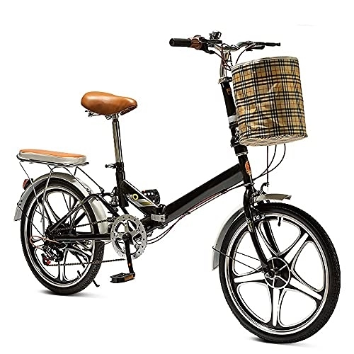 Folding Bike : ITOSUI 20 Inch Folding City Bicycle Bike, Foldable Bike Comfortable Mobile Portable Compact Lightweight 6 Speed Finish Great Suspension Folding Bike for Men Women and Urban Commuters