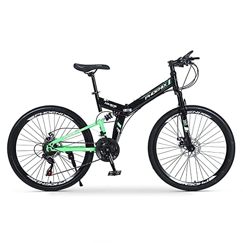 Folding Bike : ITOSUI 26 Inch Folding Mountain Bike with 24 Speeds, All-Terrain Bicycle with Full Suspension Dual Disk Brakes Mens Hardtail Mountain Bikes for Dirt Sand Snow More, Adult Road Bike