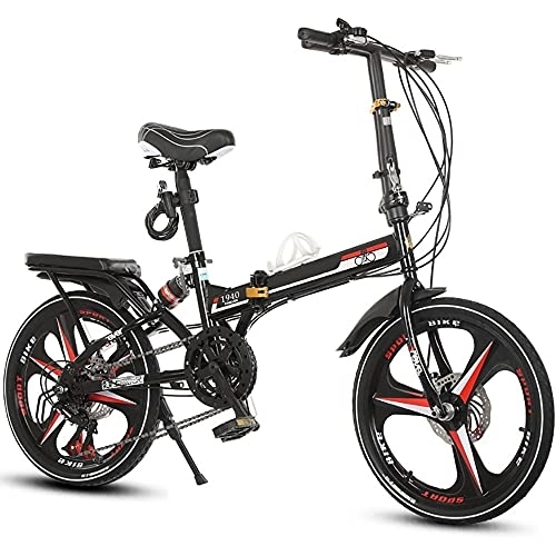 Folding Bike : ITOSUI Folding City Bicycle 20 Inch, Foldable with Quick-Fold System, Carbon Steel Small Unisex Folding Bicycle 7-Speed Variable Speed, Adult Portable City Bicycle