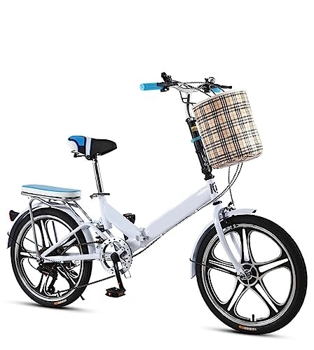 Folding Bike : ITOSUI Folding City Bike Bicycle, 7-Speed Folding Bicycle for Adult, High Carbon Steel Full Suspension Bicycle Easy Folding City Bicycle for Men Women