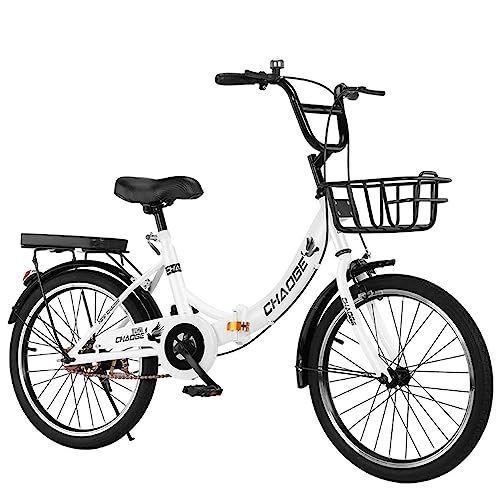 Folding Bike : ITOSUI Folding City Bike Bicycle, High Carbon Steel City Bike Lightweight Commuter Bike Height Adjustable Folding Bike for Teens, Men Womenwith