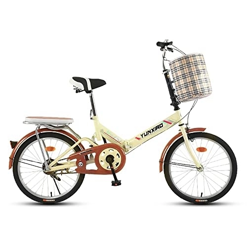 Folding Bike : JAMCHE 20 / 22 Inch Folding Bike, Foldable Bicycle Steel Frame, City Commuter Outdoor Sport Bike with Basket, Rear Suspension Lightweight Commuting Bike with Fender Rear Rack for Men Women