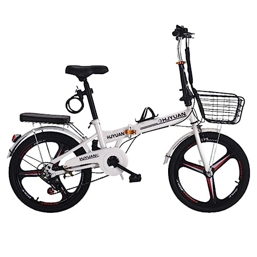 Folding Bike : JAMCHE Adult Folding Bike, Foldable Bicycle with 6 Speed Gears High Carbon Steel City Folding Bike with Mudguard Rear Carrier Portable Bikes