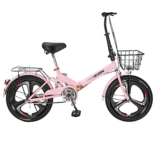 Folding Bike : JAMCHE Adult Folding Bike, Portable Bicycle Carbon Steel Bicycles Adjustable Height Light Weight City Bicycle for Adult Student