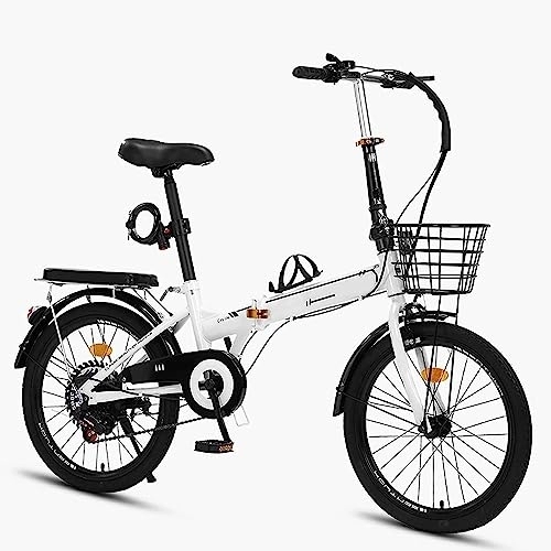 Folding Bike : JAMCHE Folding Bike 7-Speed Folding Bicycle Height Adjustable, Compact City Commuter Bike, High-Carbon Steel Frame Folding Bikes for Adults / Men / Women