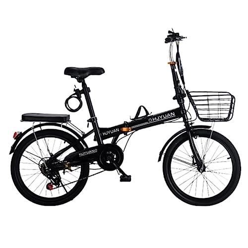 Folding Bike : JAMCHE Folding Bike, City Bike Bicycle, 6-Speed Folding Bicycle for Adult, High Carbon Steel Mountain Bicycle with Mudguard, for Men Women