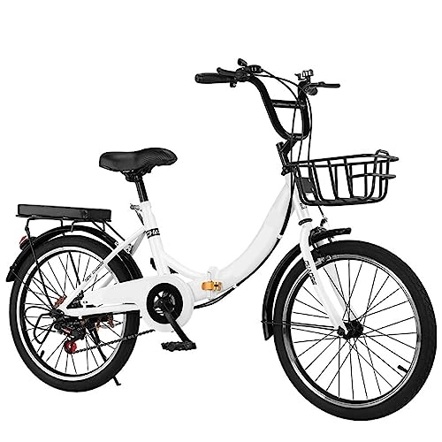 Folding Bike : JAMCHE Folding Bike, Folding Bike for Adult 6 Speed Shifter, High-Carbon Steel Frame Portable City Bike for Women and Men Teenager
