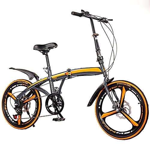 Folding Bike : JAMCHE Folding City Bike 20 Inch Bicycle 7 Speed Gears, Carbon Steel Foldable Bicycle Small Unisex Folding Bicycle 7-Speed Variable Speed, Adult Portable Bicycle City Bicycle