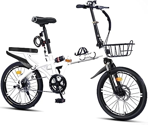Folding Bike : JAMCHE Folding Mountain Bike Folding Bike, Carbon Steel Bicycles, with Disc Brake, Rear Carry Rack, Bikes Suitable for Adult and teenager Urban environments