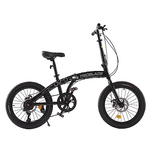 Folding Bike : Jamiah 20 Inch Folding Bike for Adult Men and Women Teens, 7 Speed Shimano Drivetrain, Handle Seat Height Adjustable, Ideal for Commuting (Black & Grey)