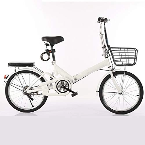 Folding Bike : Jbshop Folding Bikes Folding Bicycle 20 Inch Student Adult Men And Women Variable Speed Car Ultra Light Portable Bicycle Portable folding Bike Bicycle (Color : White, Size : 20inch)