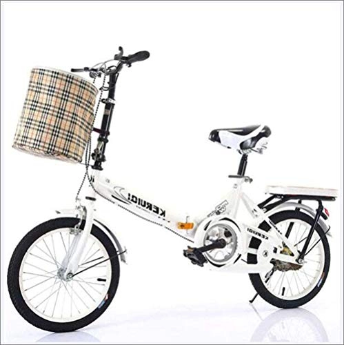 Folding Bike : JDLAX 20 Inch Folding Bicycle Carrier Bicycle Road Bike Leisure bike Portable Student Bicycle Bike Ultra Light Variable Speed For Birthday, White