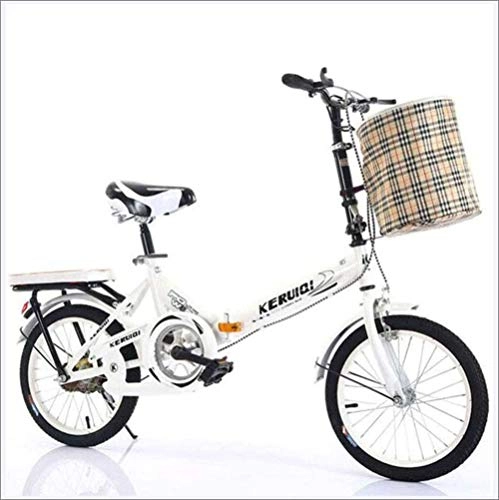 Folding Bike : JDLAX Road Bike Leisure bike 20 Inch Folding Bicycle Portable Student Bicycle Folding Carrier Bicycle Bike Ultra Light Variable Speed For Birthday, White