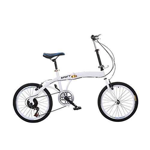 Folding Bike : JF 20" Lightweight Alloy Folding City Bicycle Bike, Folding Bike Shock-Absorbing Anti-Tire Bike, Male And Female Adult Lady Bike