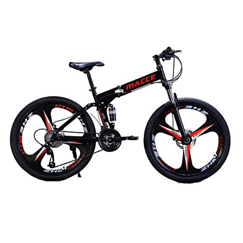 Folding Bike : JF 26IN 21 Speed Folding Mountain Bike, Carbon Steel Mountain Bike Bicycle Full Suspension MTB