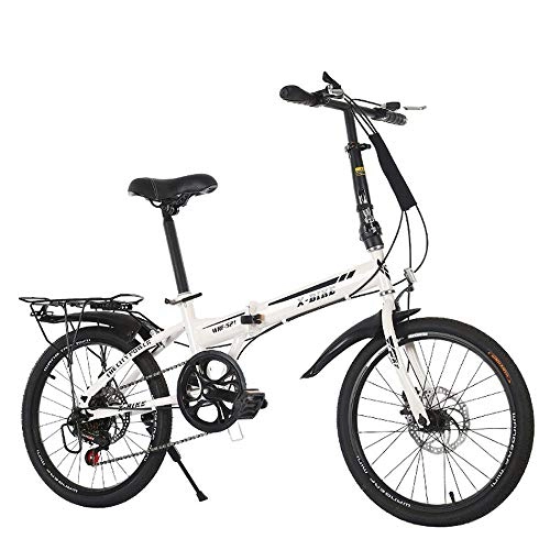 Folding Bike : JF Variable Speed Folding Bike, 20-inch Wheels, Rear Carry Rack, Aluminum Alloy Ultra Light And Portabledisc Brake Bicycle, Shock Absorption, Student Car, Adult Male And Female