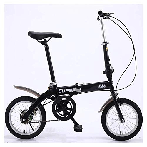 Folding Bike : JF-XUAN Outdoor sports 14In Folding Bike, Lightweight Aluminum Frame, Foldable Compact Bicycle with VStyle Brakes And WearResistant Tire for Adults (Color : Black)