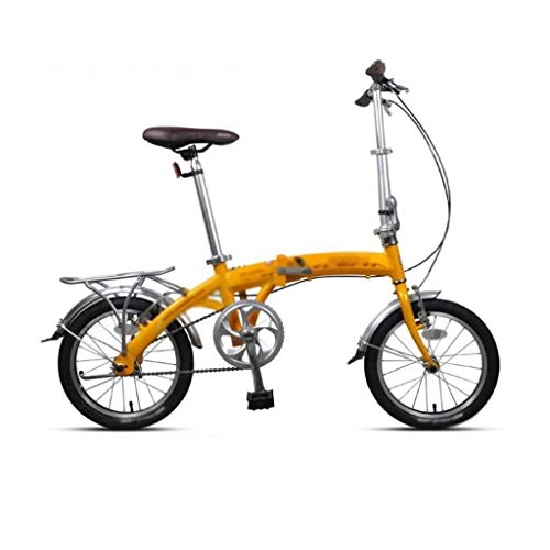 Folding Bike : JHEY 12 Inch Mini Portable Ultralight Folding Bike Aluminum Alloy Bike Bilateral Foldable Pedals (Color : Yellow)