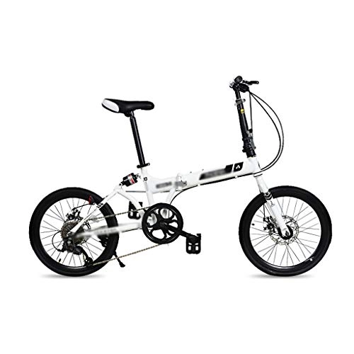 Folding Bike : JHEY 20 Inch Male Folding Bicycle One Wheel Shock Absorption Folding Bicycle Adult Ultra-light And Portable (Color : White)