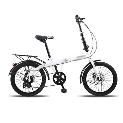 Folding Bike : JHEY 7 Speed Small Wheel Type Off road Adult Bicycle Folding Bicycle Adult Men's And Women's Ultra light Portable 20 Inch (Color : White)