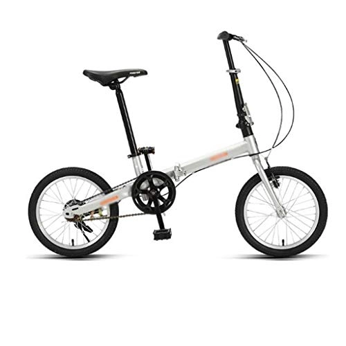 Folding Bike : JHEY Aluminum T-handle Bike Men And Women Ultralight Portable Foldable Bicycle Shockproof And Wear-resistant (Color : White)