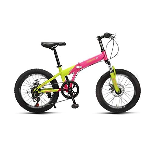 Folding Bike : JHEY Bold Wheel Foldable Mountain Bike Anti-shock And Anti skid Lightweight Student Youth Bicycle (Color : Red, Size : 6 speed)