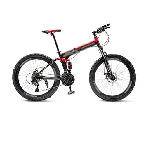 Folding Bike : JHEY Double Damping Road Racingvariable Speed Folding Mountain Bike High Carbon Steel Frame Wear resistant And Non slip (Color : 24" Black, Size : 27 speed)