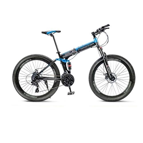 Folding Bike : JHEY Double Damping Road Racingvariable Speed Folding Mountain Bike High Carbon Steel Frame Wear resistant And Non slip (Color : 26" Blue, Size : 21 speed)