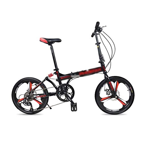 Folding Bike : JHEY Folding Bicycle 20 Inch Adult Ultra-light Portable Single-wheel Double Shock absorbing Folding Bicycle Men And Women (Color : Black)