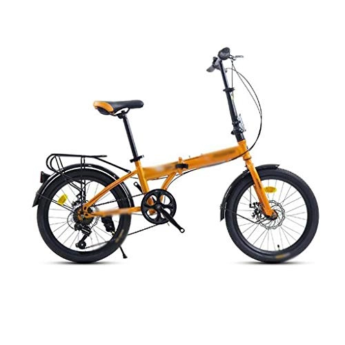 Folding Bike : JHEY Folding Bicycle Ultra Light Portable Single Speed Small Wheel Type Off Road Adult Bicycle 20 Inch Adult Bike (Color : Orange)