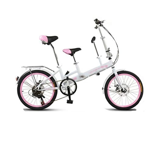 Folding Bike : JHEY Folding Variable Speed Bicycle Disc Brake Safety Belt Parent-child Shockproof And Wear resistant Bike (Color : White, Size : 7 speed)