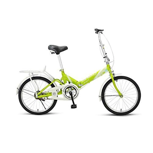 Folding Bike : JHEY High Carbon Steel Frame Folding Bicycle Central Shock Absorber System Light Folding Leisure Bike for Men And Women (Color : Green)