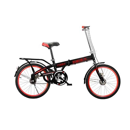 Folding Bike : JHEY Portable 16 / 20 Inch Single Speed Variable Speed Folding Bicycle Ultra Light Adult Male And Female Student Mini Bike (Size : Single speed)