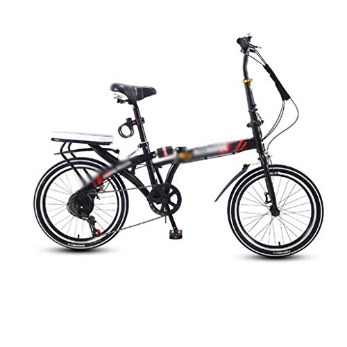 Folding Bike : JHEY Spoke Wheel Foldable Bicycle Explosion-proof And Wear resistant Ultralight Portable Bicycle 20 Inch 16 Variable Speed Bike (Color : Black, Size : 7 speed)