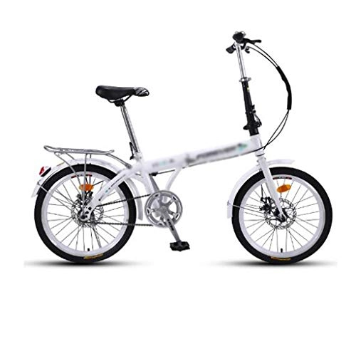 Folding Bike : JHEY Ultra Light Portable Foldable Bicycle Small Working Bicycle Variable Speed 20 Inch Adult Male Adult (Color : White, Size : 7 speed)