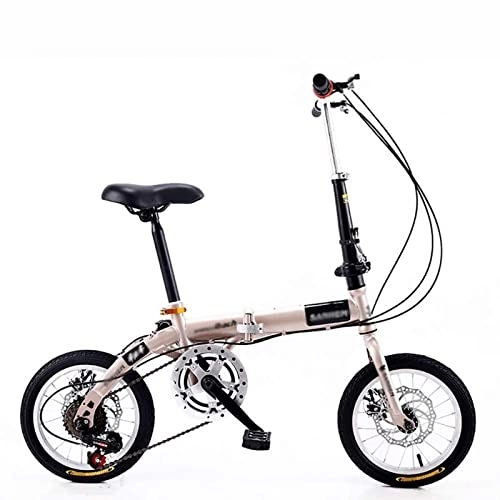 Folding Bike : JHKG Adult Folding Bike, Compact Mini Ultralight Portable City Bicycle with Variable Speed, Double Disc Brake System - Ideal for Students, Men, Women - Small Wheel Foldable Design